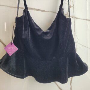 NWT Forever 21 Velvet Peplum Strap Crop Top